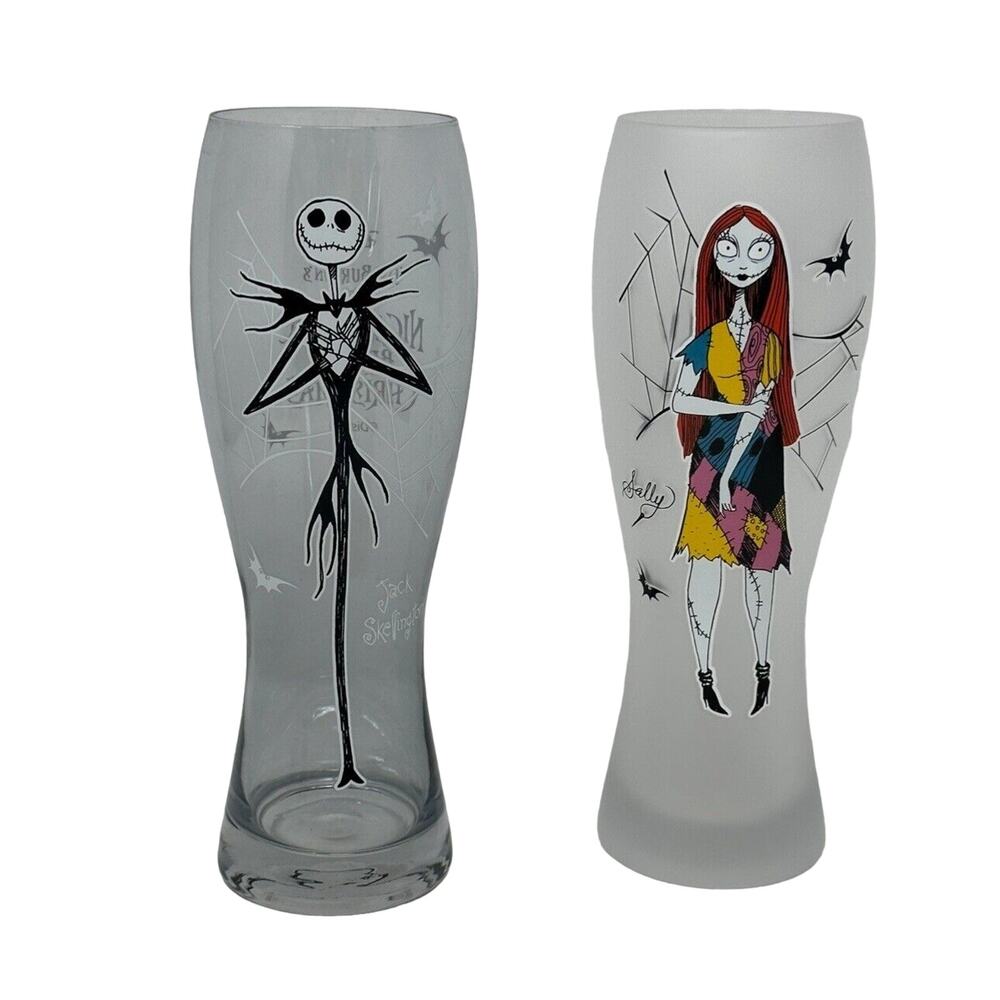 Disney Tim Burton The Nightmare Before Christmas Jack & Sally Beer Glasses